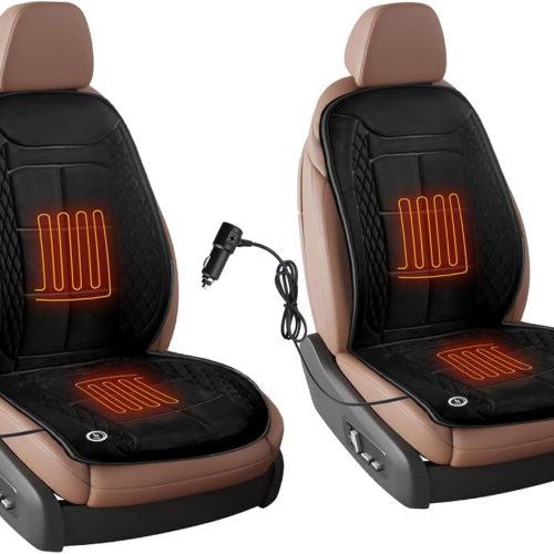 2Pcs Car Travel Heated Seat Cushion Premium Quality Classic Black Comfortable Soft Chair Cars Seat Cushions,Comfortable Seat Covers (Black)
