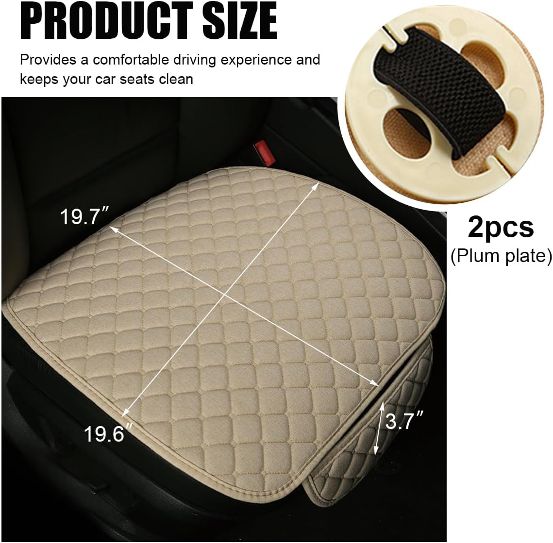 Car Seat Bottom Cover Pad, Breathable Auto Front Seat Protector with Storage Pocket, Comfortable Seat Bottom Cushion Mat for Most Vehicle, Universal Interior Car Accessories (Beige) - Image 2