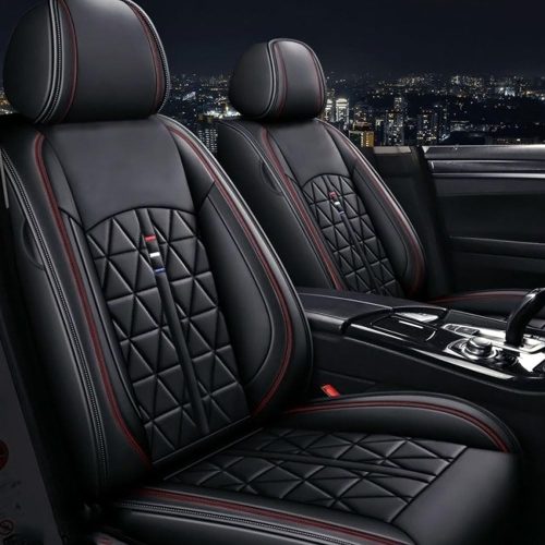 Car Seat Covers Front Seats Universal, Faux Leather Seat Covers Car, Pack of 2 Protective Cover Car Seat Front Waterproof, Airbag Compatible, Compatible with Most Saloons SUV