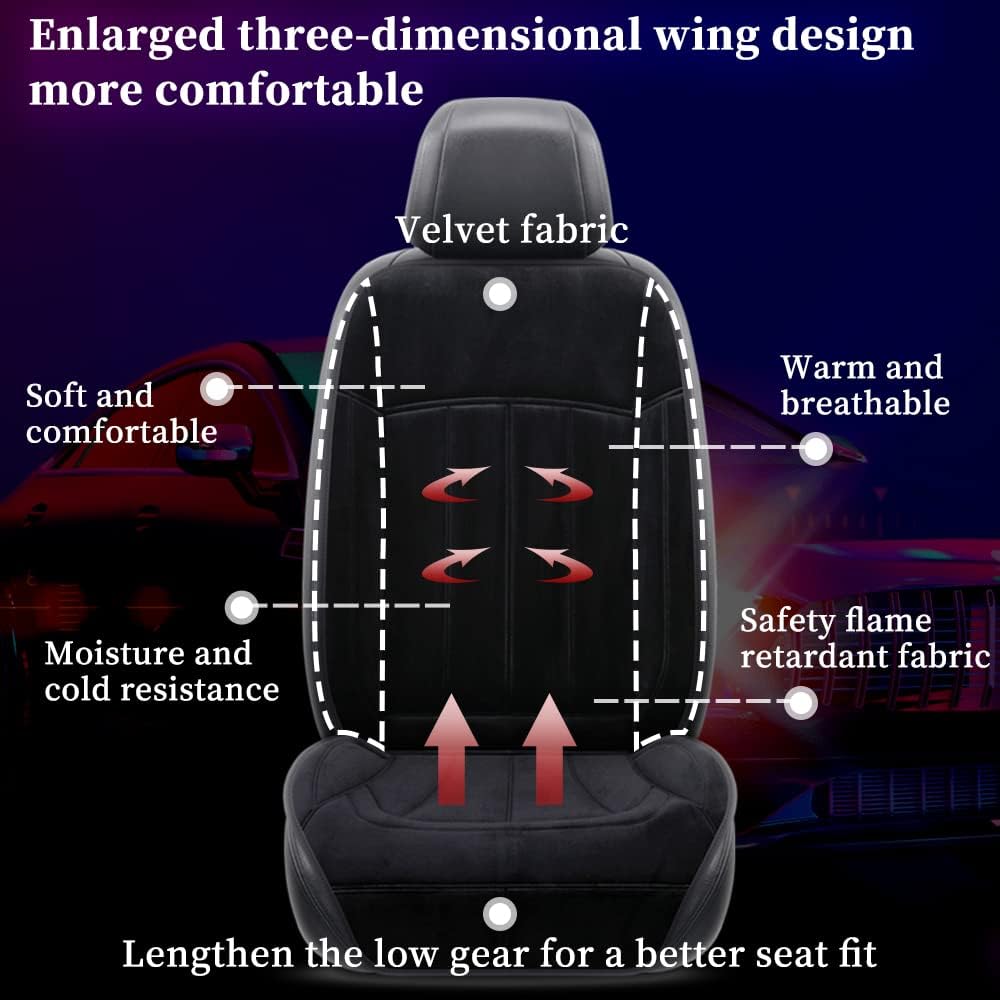 Car Seat Cushion Chair Cushion Auto Seat Cushion for Full Back and Seat, Velour Seat Car Cushion Front Chair Pad, Seat Cushion for Car Seat Driver 1 Pack (NH001-1pcs/Black) - Image 2