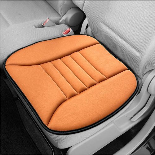 Car Seat Cushion, 1.2" Thick Comfort Memory Foam Auto Seat Pad with Non Slip Bottom, Breathable Driver Seats Pillow Pressure Relief Chair Cushion for Vehicle Office Home (Orange)