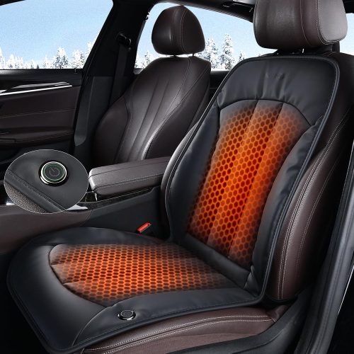Front Seat Covers, Comfortable Seat Cover with Full Back Support in Winter, Luxury Faux Leather Waterproof Seat Cushion, Driver Car Seat Protector Universal Fit Most Cars,1PCS (Black)