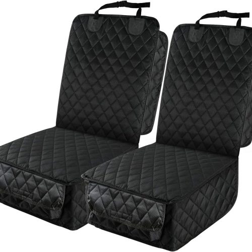 Waterproof Front Seat Car Cover 2 Pack, Full Protection Dog Car Seat Cover with Side Flaps, Nonslip Scratchproof Front Seat Cover Fits for Cars, Trucks, SUVs, Jeep …