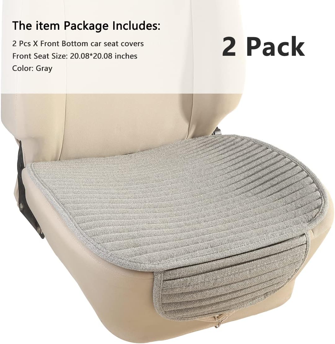 Gray Car Seat Covers,2 Pack Buckwheat Hulls Bottom Seat Covers for Cars,Universal Car Seat Cushion(2PC Gray Front Seat) - Image 2