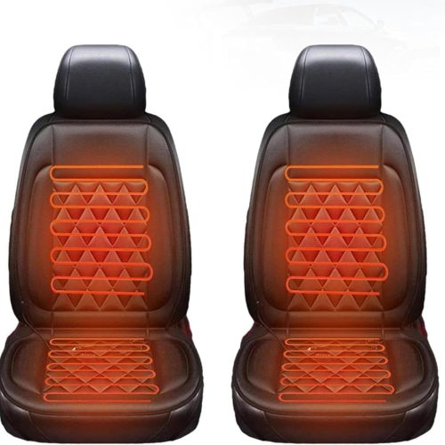 Universal Seat Cushion, Comfortable Large Heated Seat Cover，Non-Slip Breathable Unique Back Rest Black 2Pcs