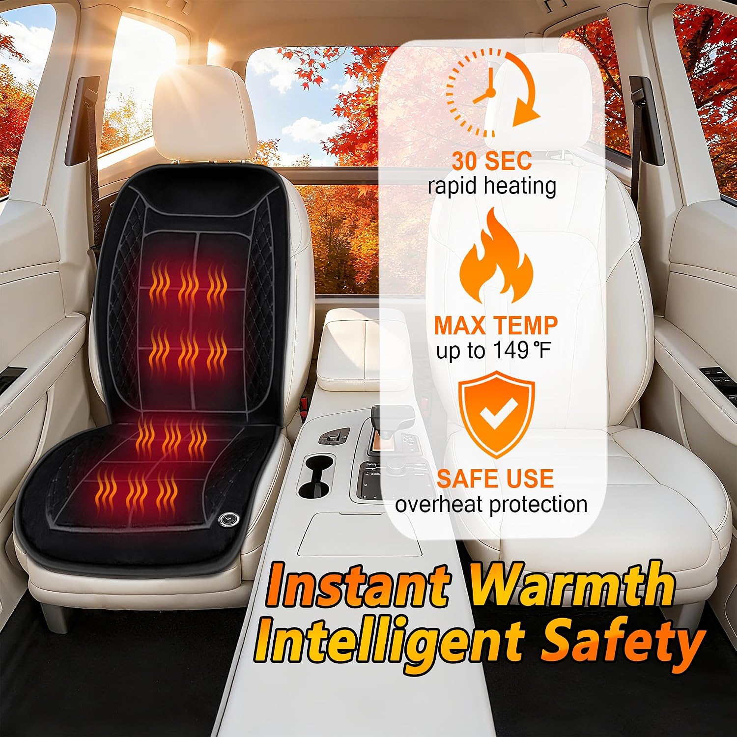 Soft Plush Seat Cushion, Comfortable Seat Cover with Full Back Support in Winter, Universal Fit Car SUV Truck RV Van (Black) - Image 2