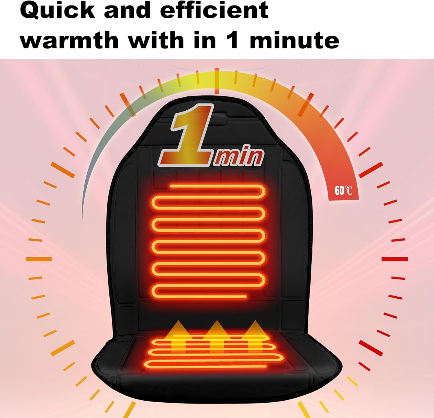 Heated Seat Covers 1 Minute Rapid Heating Seat Cushion,Black Seat Warmer for Winter. - Image 2
