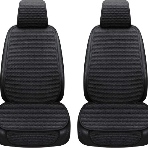 Car Seat Covers Cushion Pad, Seat Covers for Cars, Super Breathable, Warm in Winter and Cool in Summer, Anti-Slip, Storage Bags, Universal Seat Covers Fit for Most Sedans(Black 2 Front Seat)