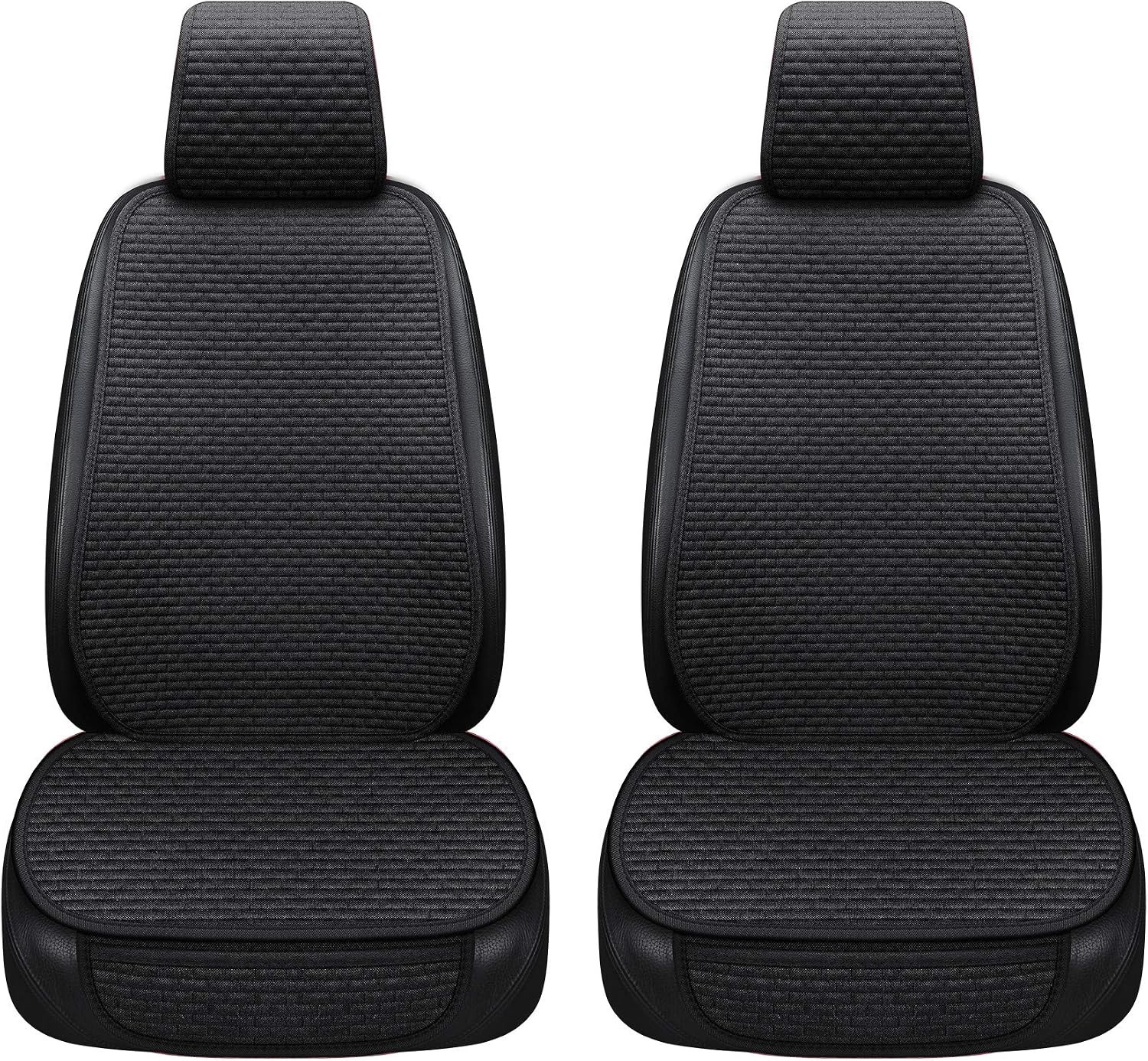 Car Seat Covers Cushion Pad, Seat Covers for Cars, Super Breathable, Warm in Winter and Cool in Summer, Anti-Slip, Storage Bags, Universal Seat Covers Fit for Most Sedans(Black 2 Front Seat)