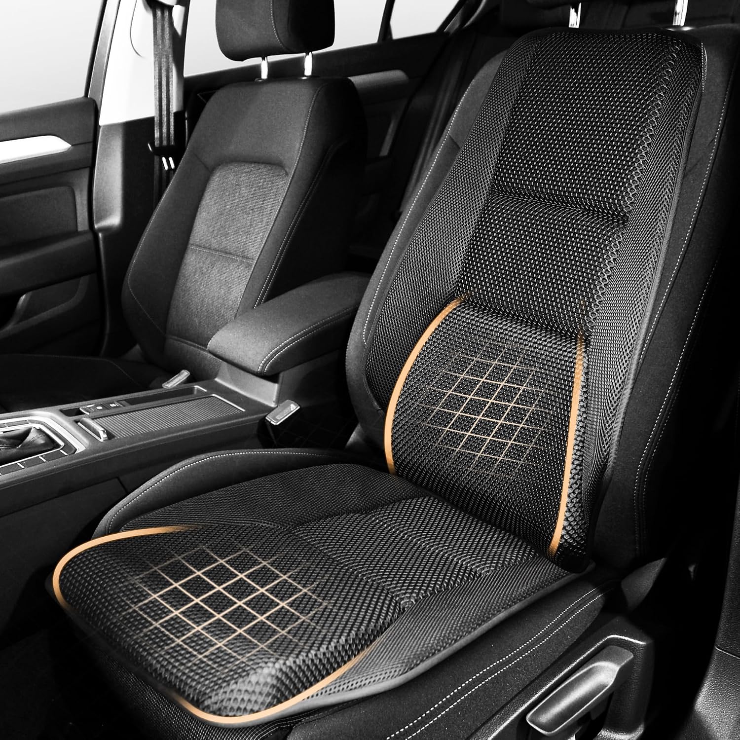Car Seat Cushion - Memory Foam Car Seat Pad with Breathable Mesh, Relief Back Pain, Universal Fit, Easy to Install, Cushion Set for SUV/Truck/Car – Black